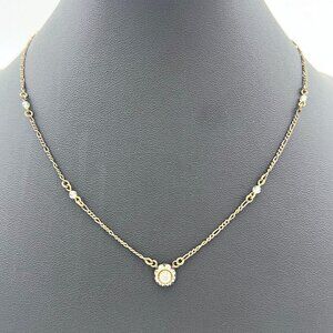 Dainty Antique-Goldtoned Liz Paiacios Necklace, Rhinestone and Glass Bead Detail